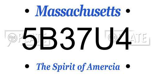 5B37U4 Massachusetts License Plate