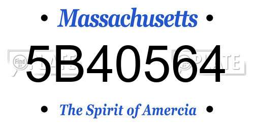 5B40564 Massachusetts License Plate