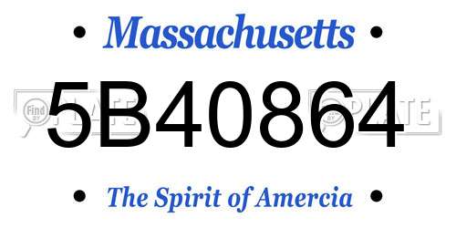 5B40864 Massachusetts License Plate