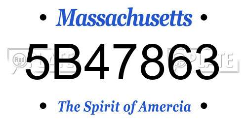 5B47863 Massachusetts License Plate
