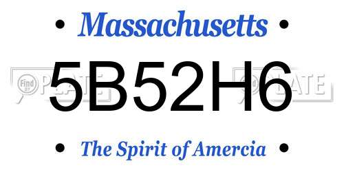 5B52H6 Massachusetts License Plate