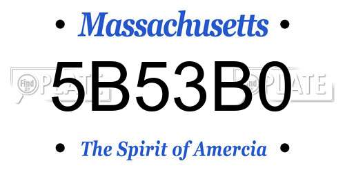 5B53B0 Massachusetts License Plate