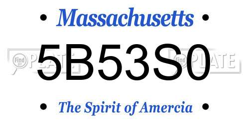 5B53S0 Massachusetts License Plate