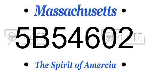5B54602 Massachusetts License Plate