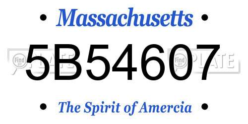 5B54607 Massachusetts License Plate