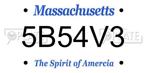 5B54V3 Massachusetts License Plate