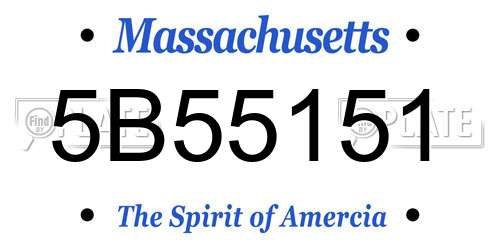 5B55151 Massachusetts License Plate