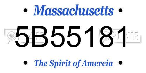 5B55181 Massachusetts License Plate