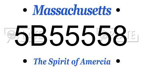 5B55558 Massachusetts License Plate