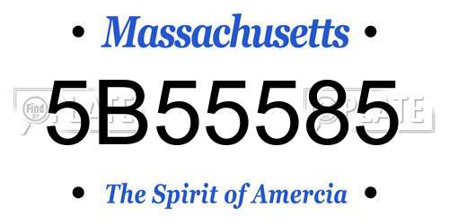 5B55585 Massachusetts License Plate