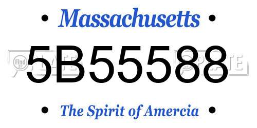 5B55588 Massachusetts License Plate