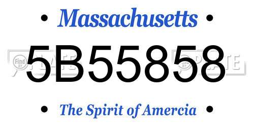 5B55858 Massachusetts License Plate