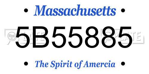 5B55885 Massachusetts License Plate