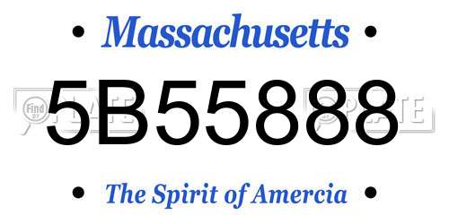 5B55888 Massachusetts License Plate
