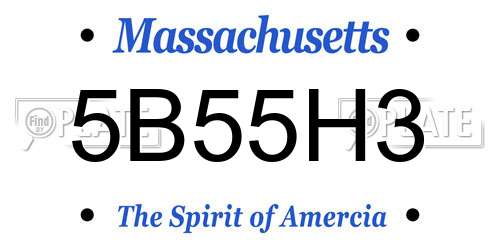 5B55H3 Massachusetts License Plate