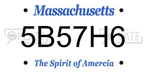 5B57H6 Massachusetts License Plate