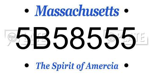 5B58555 Massachusetts License Plate