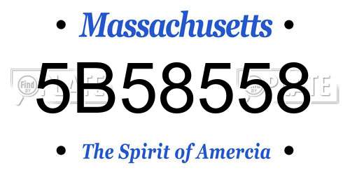 5B58558 Massachusetts License Plate