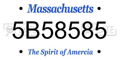 5B58585 Massachusetts License Plate