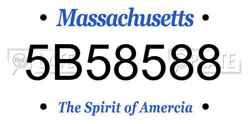 5B58588 Massachusetts License Plate