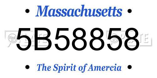 5B58858 Massachusetts License Plate