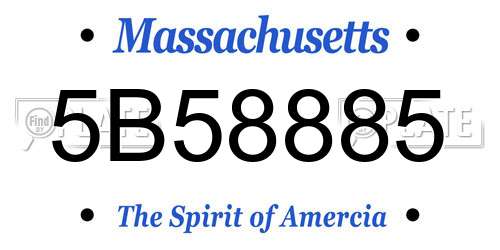 5B58885 Massachusetts License Plate