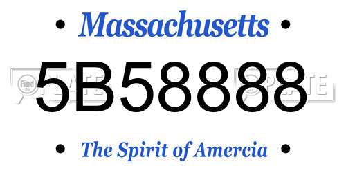 5B58888 Massachusetts License Plate