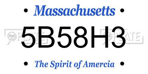 5B58H3 Massachusetts License Plate