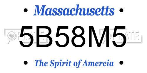 5B58M5 Massachusetts License Plate
