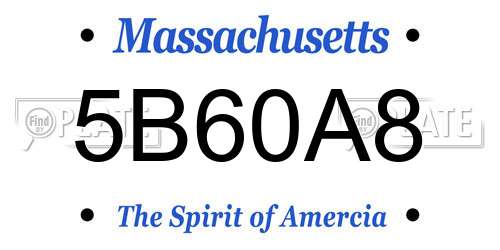5B60A8 Massachusetts License Plate