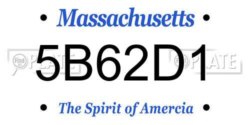 5B62D1 Massachusetts License Plate