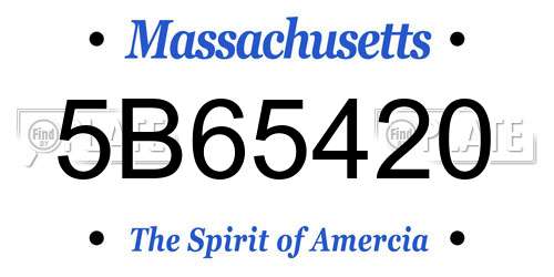 5B65420 Massachusetts License Plate