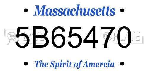 5B65470 Massachusetts License Plate