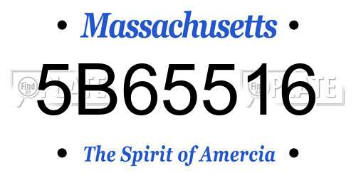 5B65516 Massachusetts License Plate