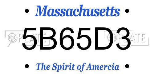 5B65D3 Massachusetts License Plate