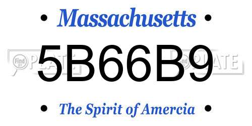 5B66B9 Massachusetts License Plate