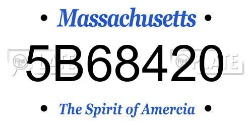 5B68420 Massachusetts License Plate