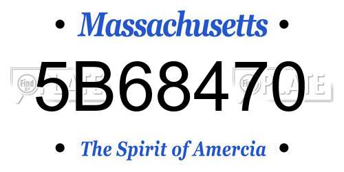 5B68470 Massachusetts License Plate