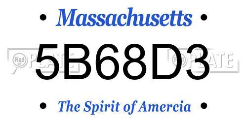5B68D3 Massachusetts License Plate