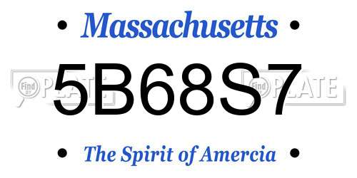 5B68S7 Massachusetts License Plate