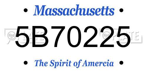 5B70225 Massachusetts License Plate