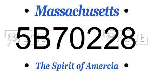 5B70228 Massachusetts License Plate
