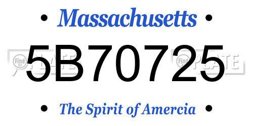 5B70725 Massachusetts License Plate