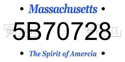 5B70728 Massachusetts License Plate