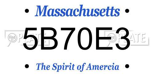 5B70E3 Massachusetts License Plate