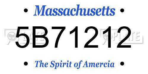 5B71212 Massachusetts License Plate