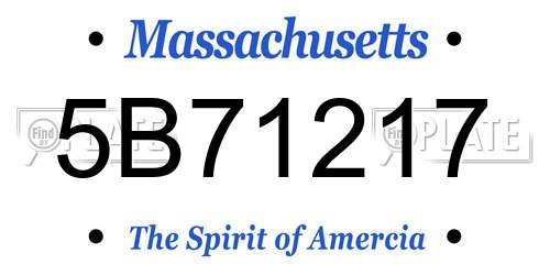 5B71217 Massachusetts License Plate