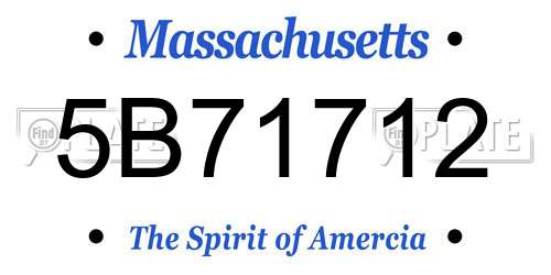 5B71712 Massachusetts License Plate