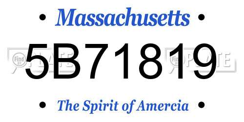 5B71819 Massachusetts License Plate