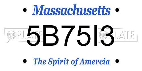 5B75I3 Massachusetts License Plate